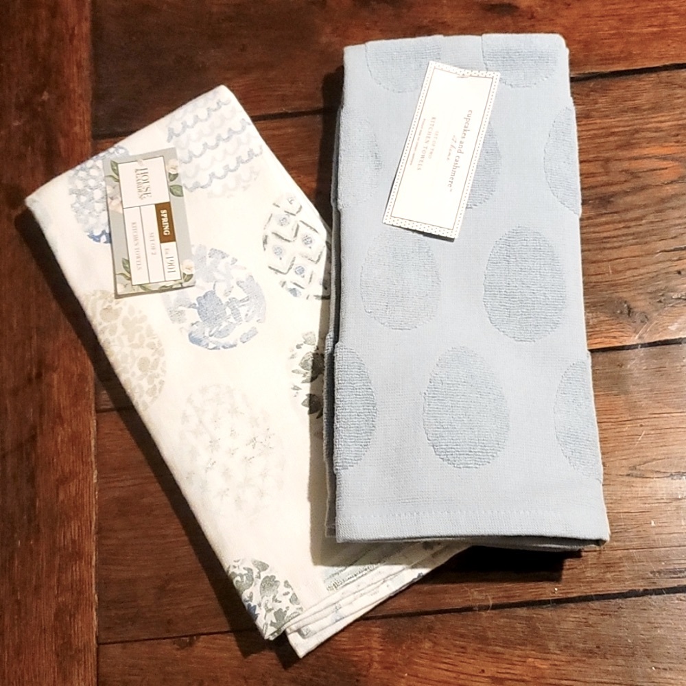 NEW Two Sets of Two Easter Egg Kitchen Towels (28"×18") 100% Cotton